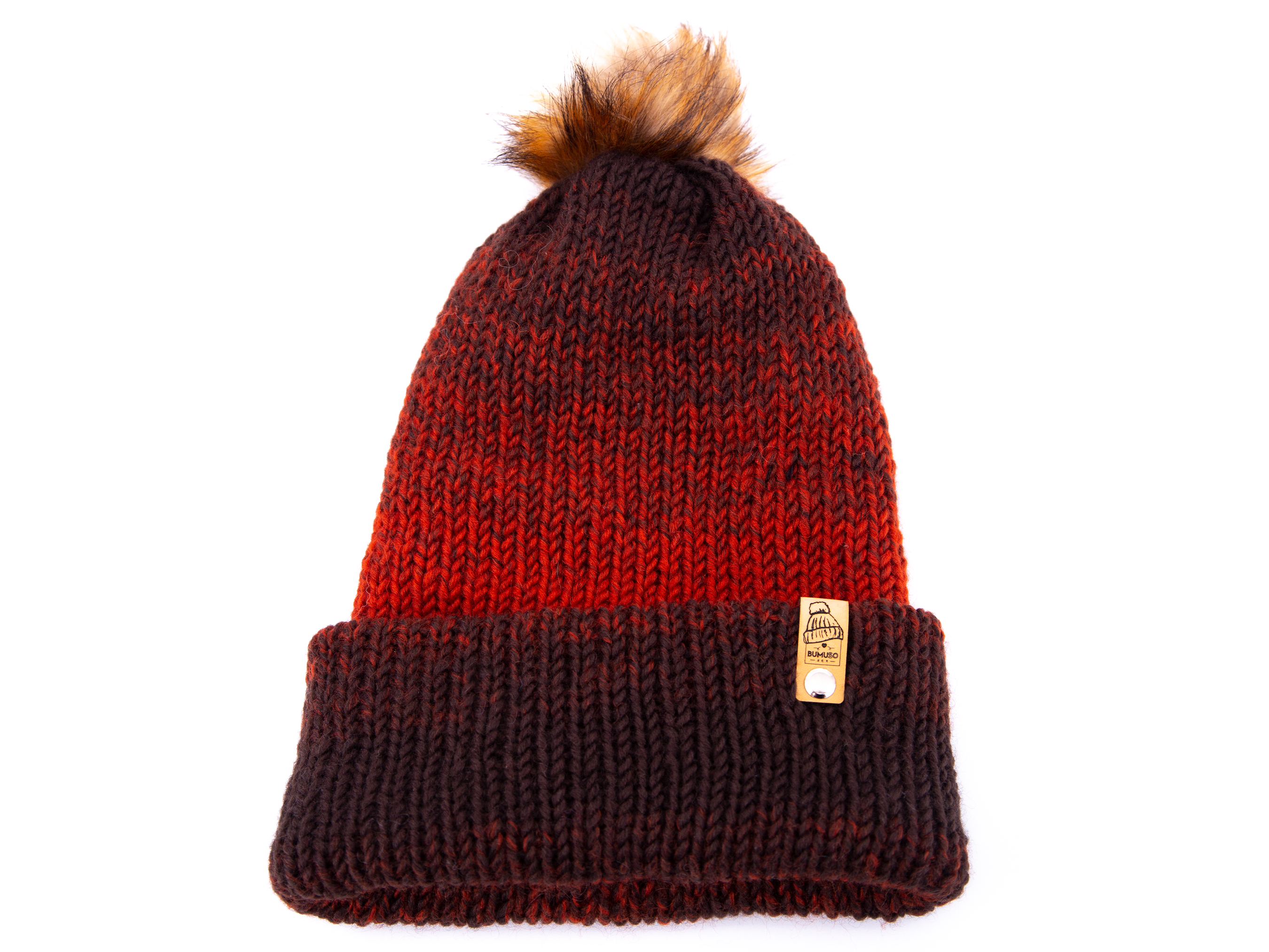 Red/Black Color and Soft Wool Winter Hat with Cute PomPom ~ woolly hat, winter hat, beanie hat, unisex, womens hats, knitted hat - Image 7