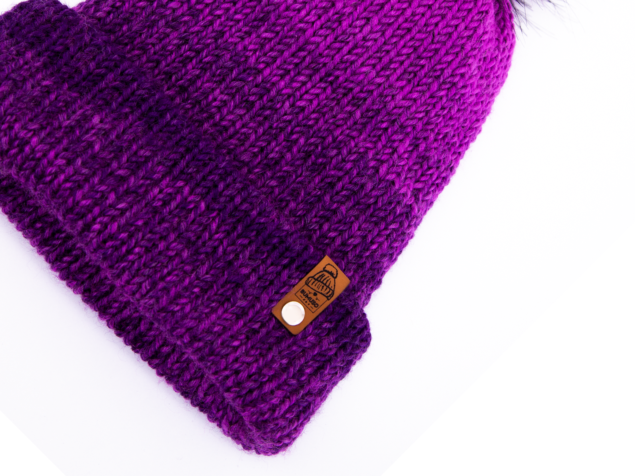 Purple Color and Soft Wool Winter Hat with Cute PomPom ~ woolly hat, winter hat, beanie hat, unisex, womens hats, knitted hat - Image 7