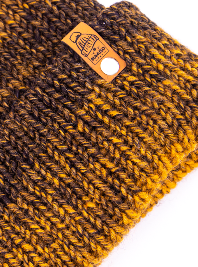Yellow/Black Color and Soft Wool Winter Hat with Cute PomPom ~ woolly hat, winter hat, beanie hat, unisex, womens hats, knitted hat