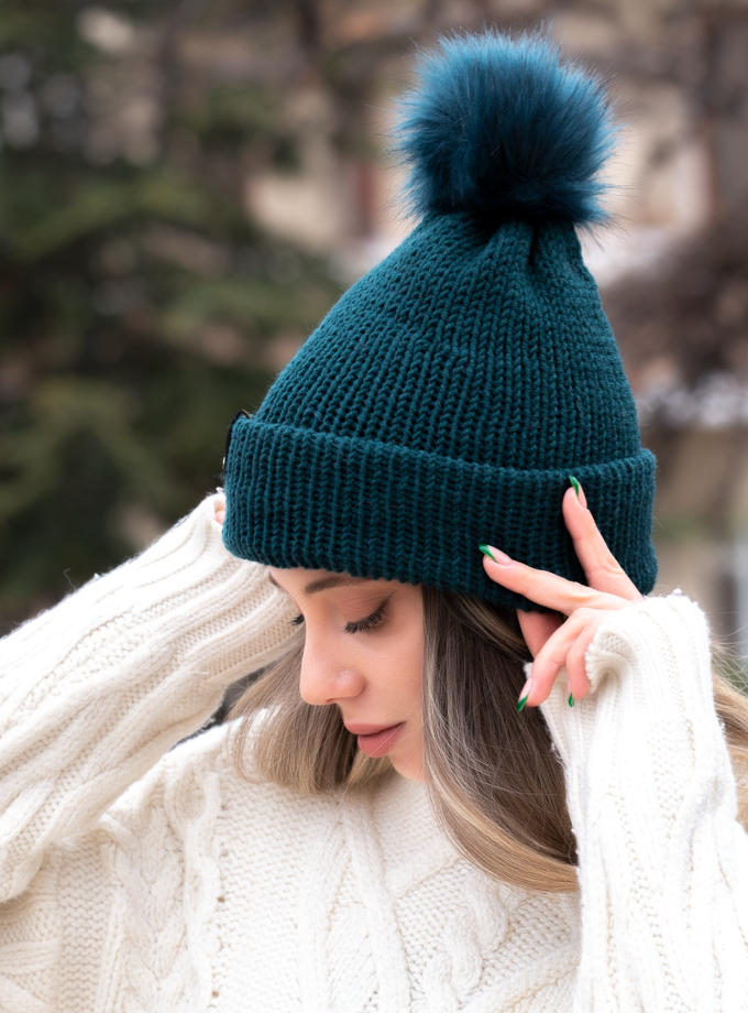 Blue Color and Soft Wool Winter Hat with Cute PomPom ~ woolly hat, winter hat, beanie hat, unisex, womens hats, knitted hat